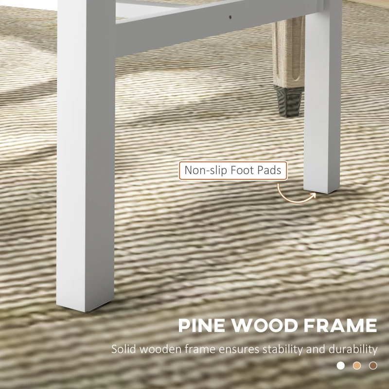 HOMCOM Farmhouse Dining Table Chairs, Set of 2 Pine Wood Kitchen Table Chairs with Slat Back for Living Room, Bedroom, White