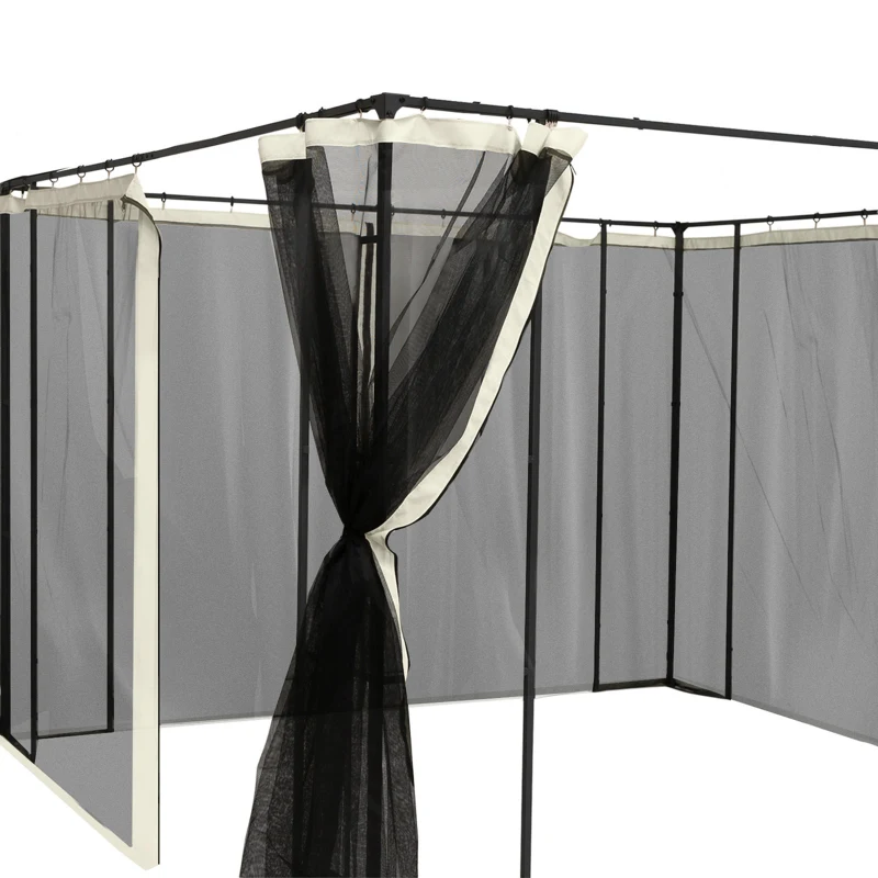 Outsunny Replacement Mosquito Netting for Gazebo 10' x 13' Black Screen Walls for Canopy with Zippers for Parties and Outdoor Activities, Cream White