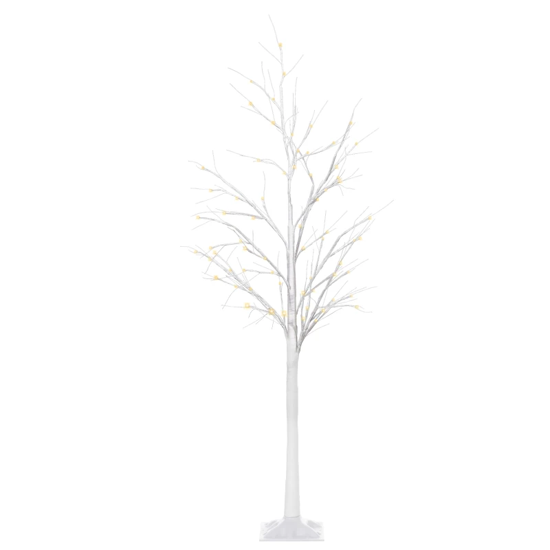Outsunny 5FT Garden Birch Tree Light with 58 Warm LEDs and 8 Light Modes, DIY Artificial Tree Lamp for Outdoor and Indoor Birthday Wedding Party