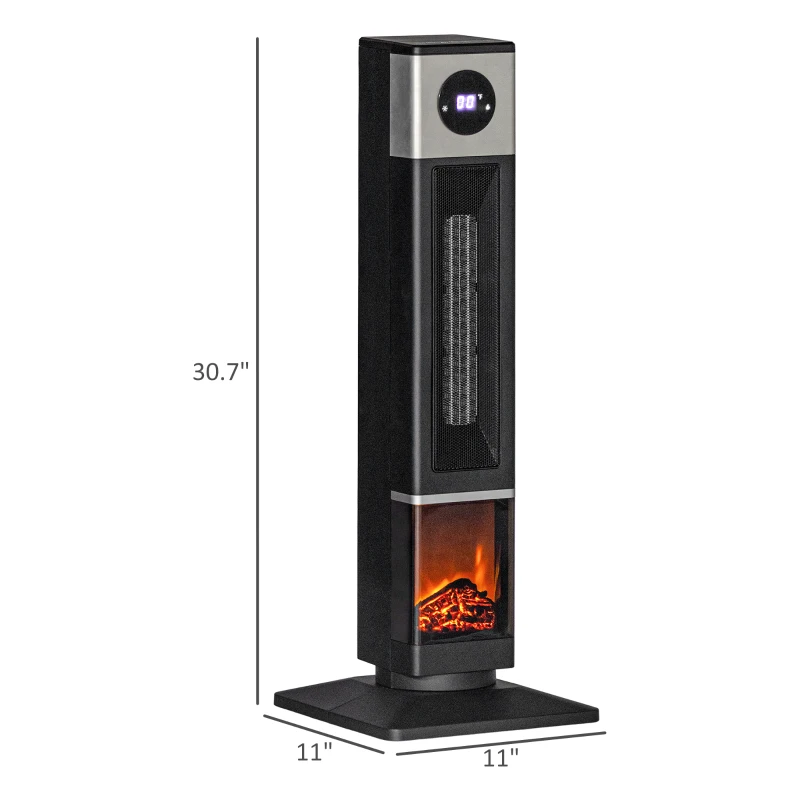 HOMCOM 31" Freestanding Electric Heater with Oscillation, Remote Control & 12H Timer for Indoors, 1400W, Black