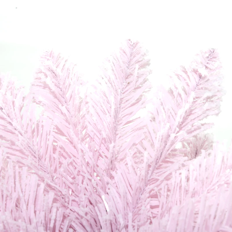 HOMCOM 6' Unlit Snow Flocked Slim Christmas Tree, Pink