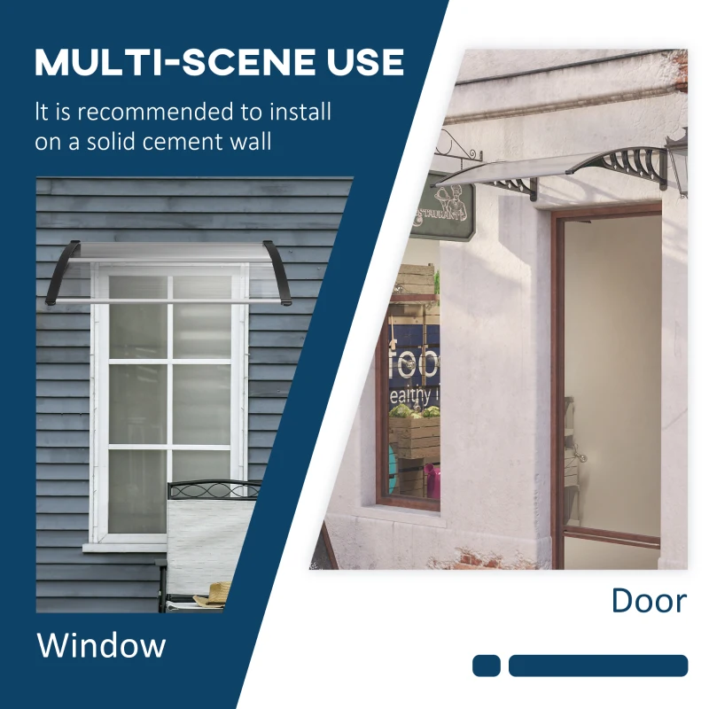 Outsunny Awning Door Canopy, 40.6" x 38" Polycarbonate Front Door Outdoor Patio Cover with Hollow Sheet for UV Protection, Clear