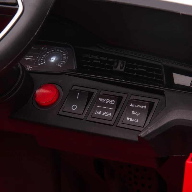 Aosom 12V Kids Electric Ride On Sports Car, Battery Powered Toy w/ Parent Remote Control, Safety Belt, LED Lights, Music, and Horn, for 3-5 Years Old, Red