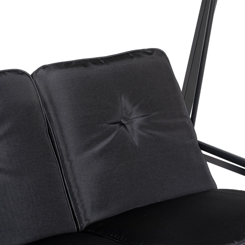 Outsunny 2-Seater Outdoor Porch Swing with Adjustable Canopy, Patio Swing Chair for Garden, Poolside, Backyard, Black