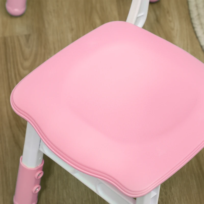 Qaba Kids Table and Chair Set with 4 Chairs, Adjustable Height, Easy to Clean, for 1.5 - 5 Years Old, Pink