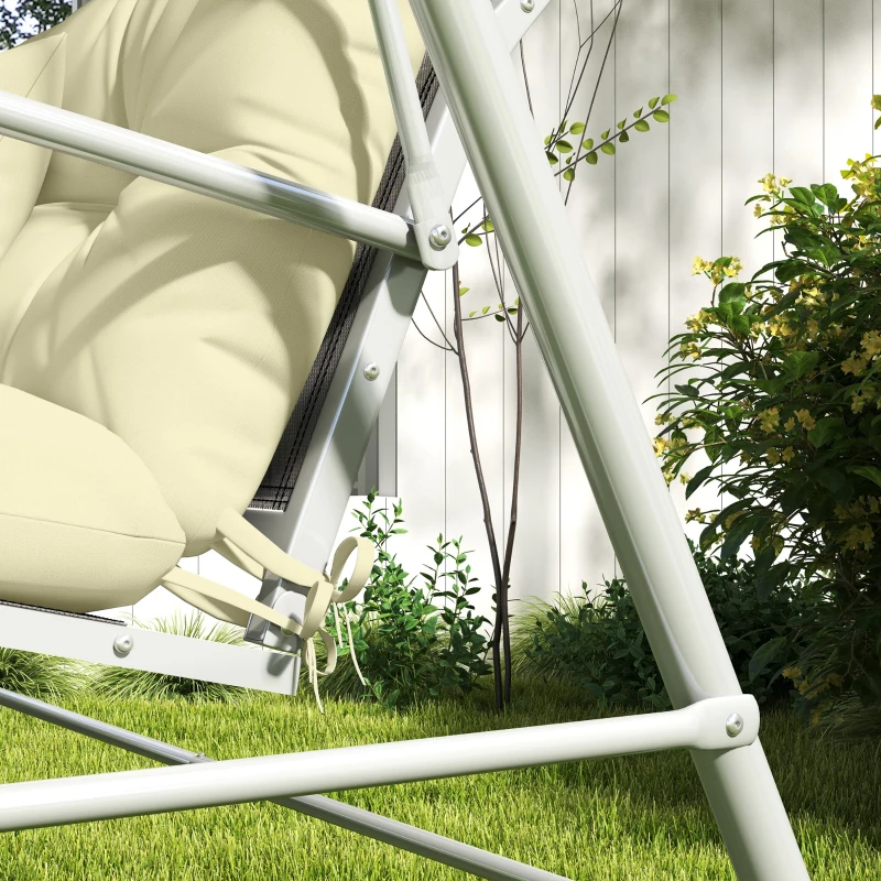 Outsunny 4-Piece Back and Seat Cushion Pillows Replacement and Pillows, Patio Chair Cushions Set with Ties, Cream White