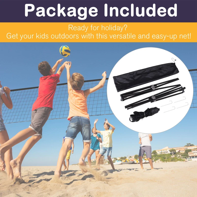 HOMCOM Portable and Foldable Badminton Tennis Net Set for Adult & Kids with Carrying Bag Height Adjustable Indoor Outdoor, Beach, Backyard Use