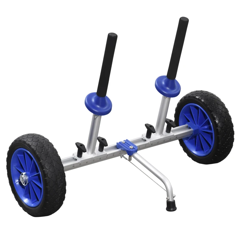 Soozier Aluminum Kayak Cart Adjustable Kayak Dolly with Wheels and Foldable Kickstand for Kayaks, Canoes, Paddleboards