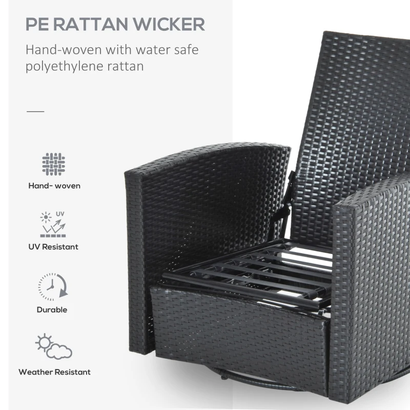 Outsunny Outdoor Wicker Swivel Recliner Chair, Reclining Backrest, Lifting Footrest, 360° Rotating Basic, Water Resistant Cushions for Patio, Cream White