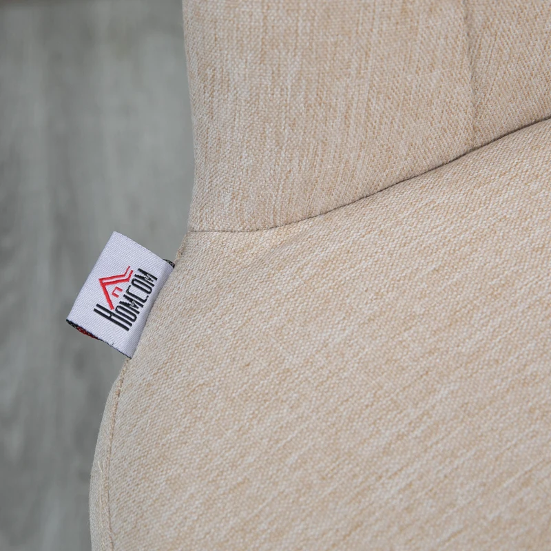 HOMCOM Modern Upholstered Adjustable Barstools with Swivel Seat, Linen Touch Fabric, Steel Frame, Footrest, ‎Beige