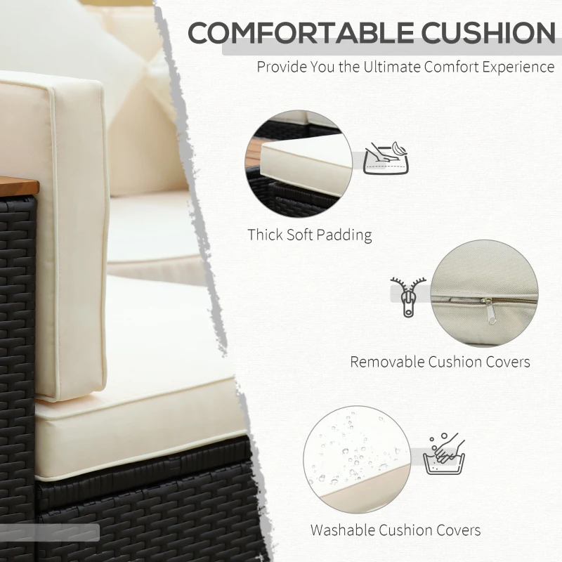 Outsunny 6 Piece Patio Furniture Set, All Weather Outdoor Rattan Sectional Sofa Couch with Chaise Lounge Sides, Coffee Table & Chairs, Conversation Set with Pillows & Cushions, Gray