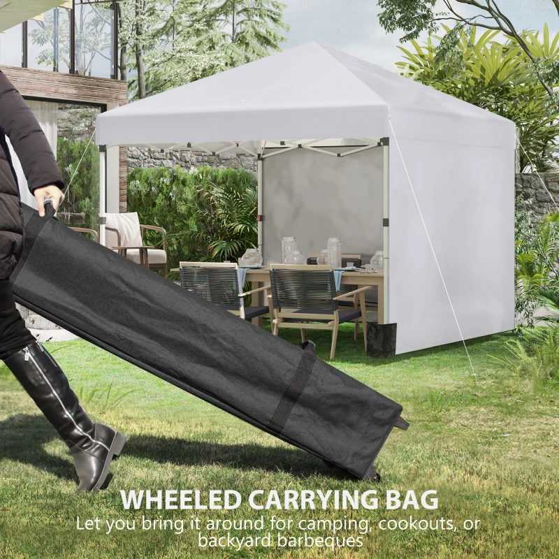 Outsunny 10' x 10' Pop Up Canopy with Sidewalls, Roller Bag, Height Adjustable Instant Tent for Outdoor, Garden, Patio, White