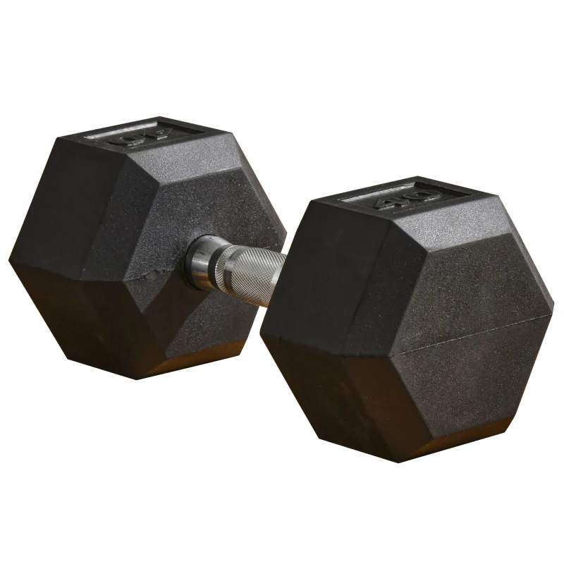 Soozier 40lbs Rubber Hex Dumbbells Weight Dumbbell Hand Weight Barbell for Body Fitness Training for Home Office Gym, Black