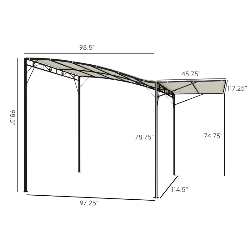 Outsunny 10' x 8' Outdoor Pergola and Patio Gazebo for Garden, Camper, Deck, Doors and Windows, Cream White
