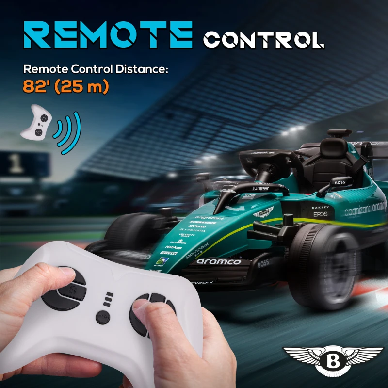 Qaba Aston Martin Licensed 12V Electric Go Kart, Kids Ride on Car with 4 Shock-Absorbing Wheels, Remote Control