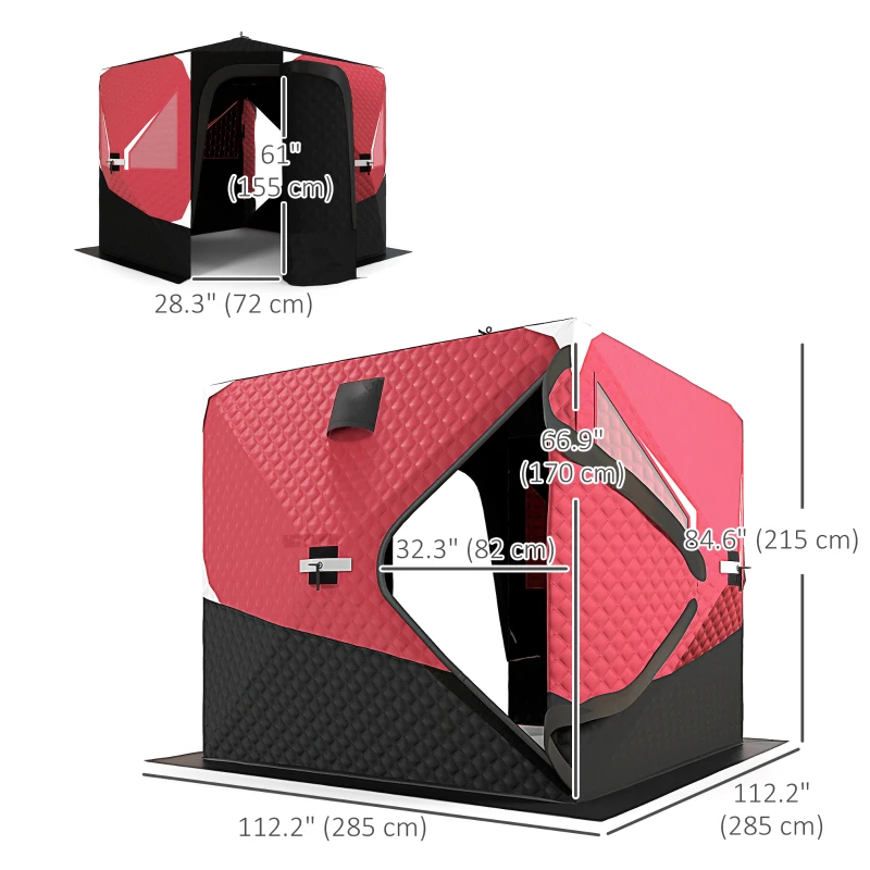 Outsunny 3-4 Person Insulated Ice Fishing Shelter, Pop up, with Oversized Doors, Windows, Vents and Carry Bag, for Low-Temp -22℉