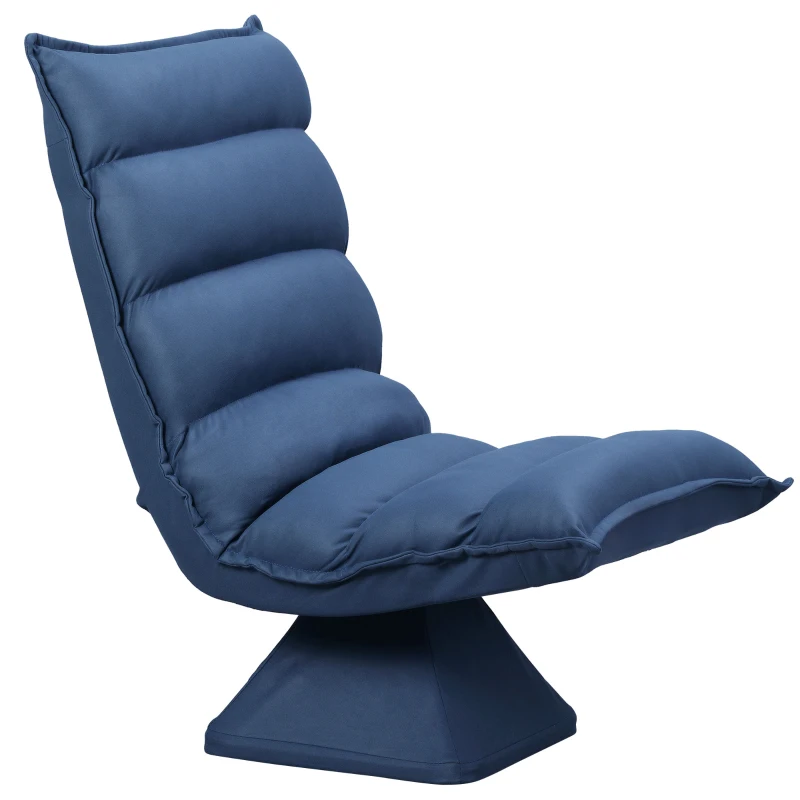 HOMCOM Swivel Floor Chair with Back Support, Microfiber Adjustable Video Gaming Chair for Reading, Lounging, Meditating, Blue
