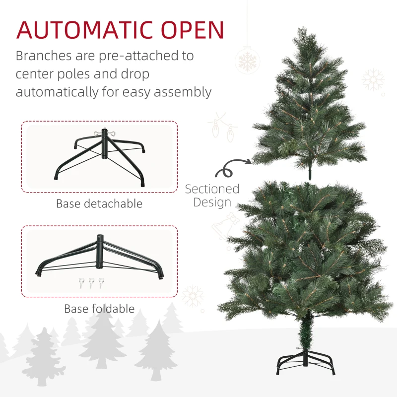 HOMCOM 6 FT Christmas Tree Artificial Pine Tree Christmas Decoration 375 Branches Green