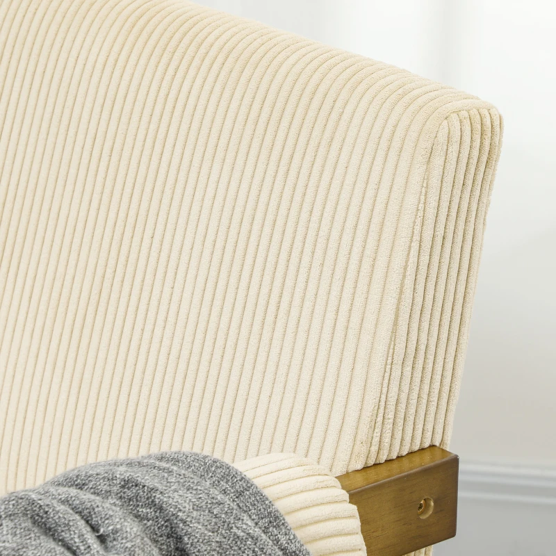 HOMCOM Corduroy Accent Chair Armchair with Wide Seat and Soft Padded Armrests for Reading, Bedroom, Beige