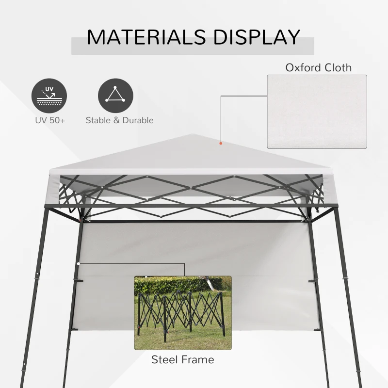 Outsunny 7' x 7' Pop Up Canopy Gazebo Tent with Backpack & Adjustable Legs, White