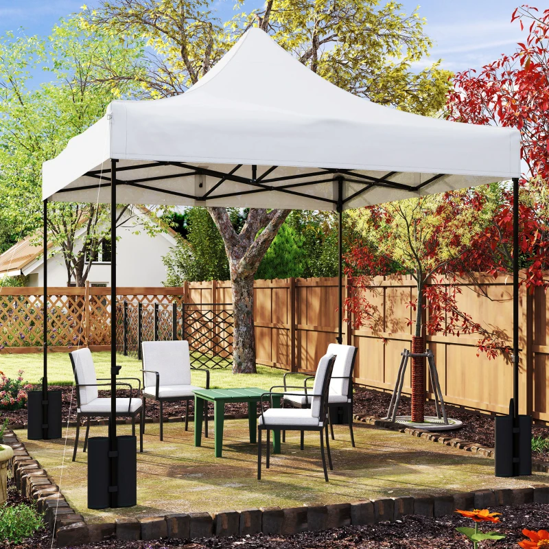 Outsunny 10' x 10' Replacement Canopy Top for Pop Up Canopy Tent with 4 Sand Bags, UPF50+ Protection, White