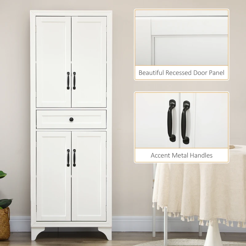 HOMCOM Freestanding Storage Cabinet, Kitchen Pantry Cabinet with 2 Shelves, 4 Doors, Kitchen Storage Cabinets for Dining Room