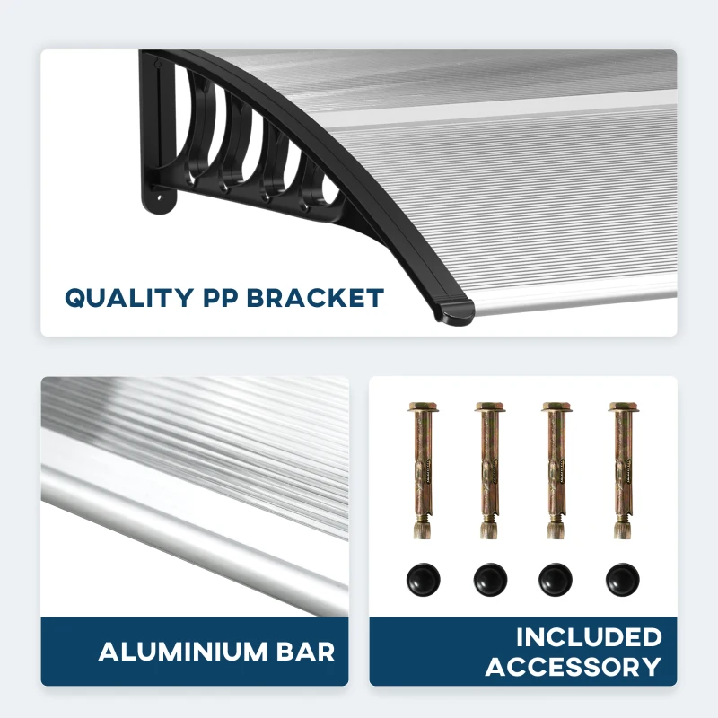 Outsunny Awning Door Canopy, 40.6" x 38" Polycarbonate Front Door Outdoor Patio Cover with Hollow Sheet for UV Protection, Clear