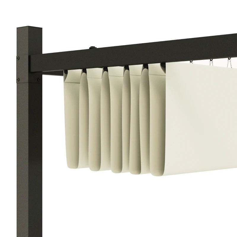 Outsunny 10' x 10' Retractable Pergola Canopy with Magnetic Fixture, UPF30+ Outdoor Pergola, Cream White