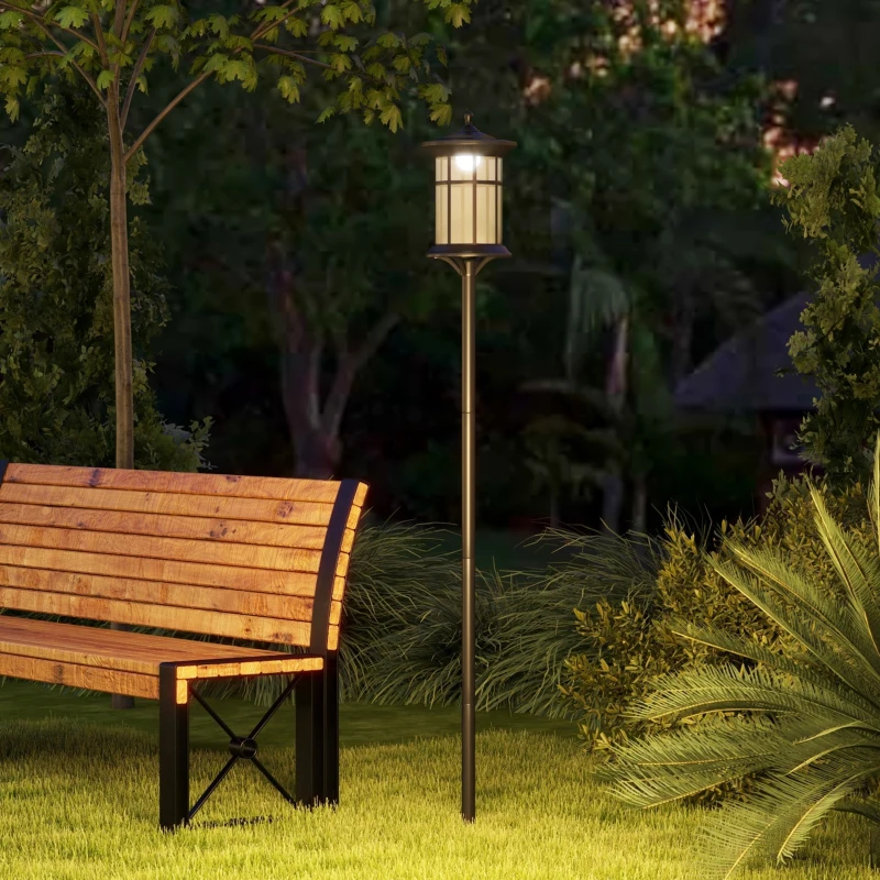 Outsunny 72" Solar Post Light, Cool White LED Outdoor Lamp, Waterproof IP44 for Patio, Garden, Backyard, Pathway