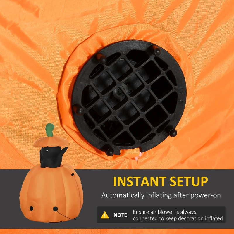 HOMCOM 4' Inflatable Halloween Cat Inside a Pumpkin, Blow Up Outdoor LED Yard Display, Waterproof