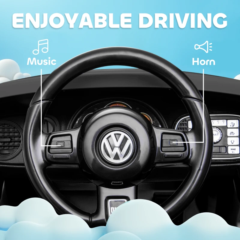 Qaba 12V Volkswagen Beetle Licensed Electric Car for Kids w/ Remote Control, 4 Spring Suspension Wheels, Soft Start, Black
