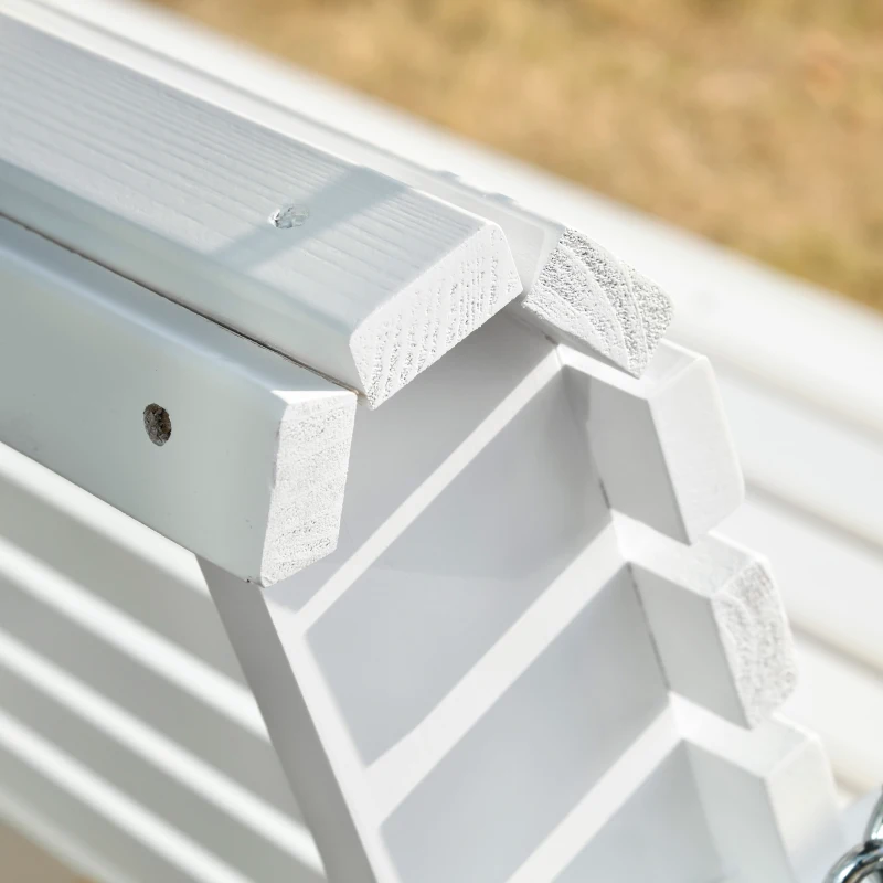 Outsunny 2 Seater Porch Swing Wooden Patio Swing Chair Seat with Cup Holder and Chains Outdoor Swing Bench for Garden Yard, White