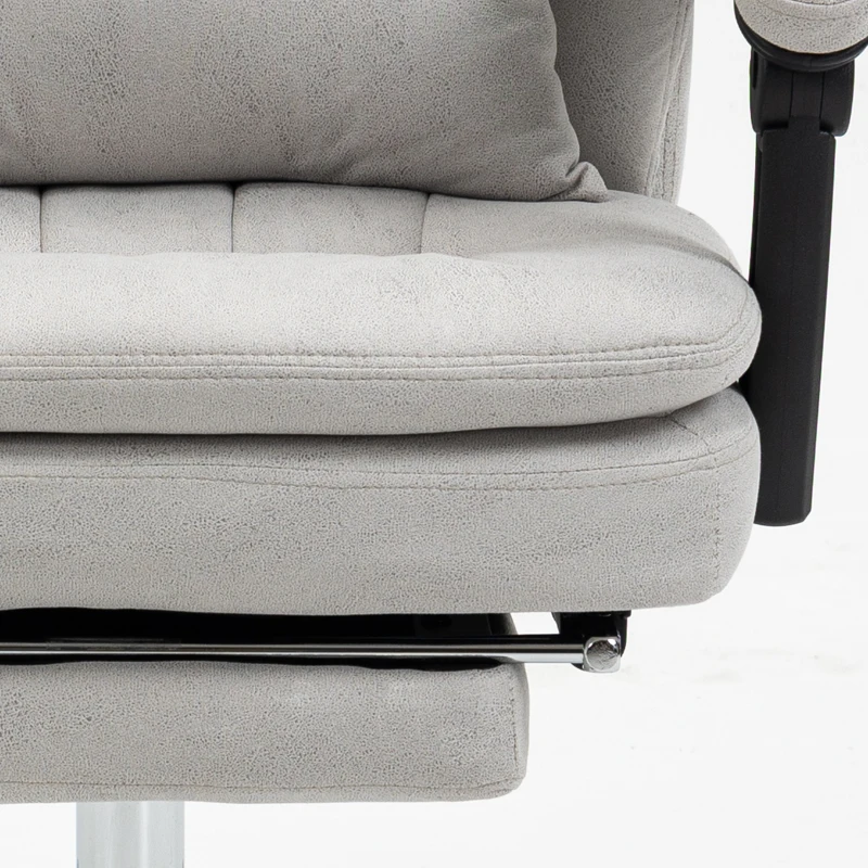 Vinsetto Executive Office Chair with Vibration Massage, Microfibre Swivel Desk Chair, Heated Reclining Computer Chair with Lumbar Support Pillow, Footrest, Light Gray