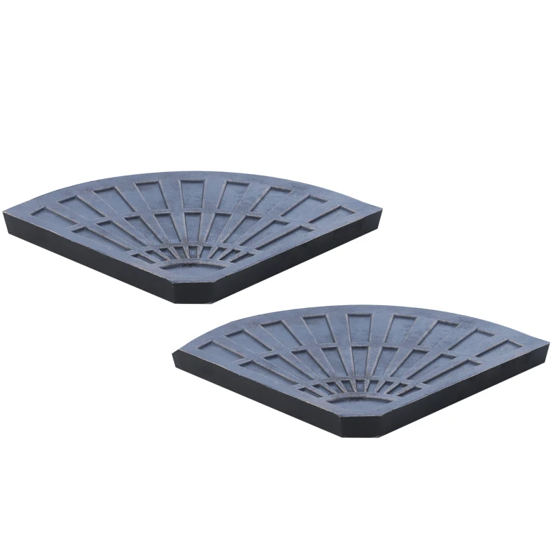 Outsunny 2pc Portable Umbrella Base Weights 61.6lbs Resin Flabelliform Garden Parasol Base Outdoor Patio Umbrella Stand Holder Weights, Bronze