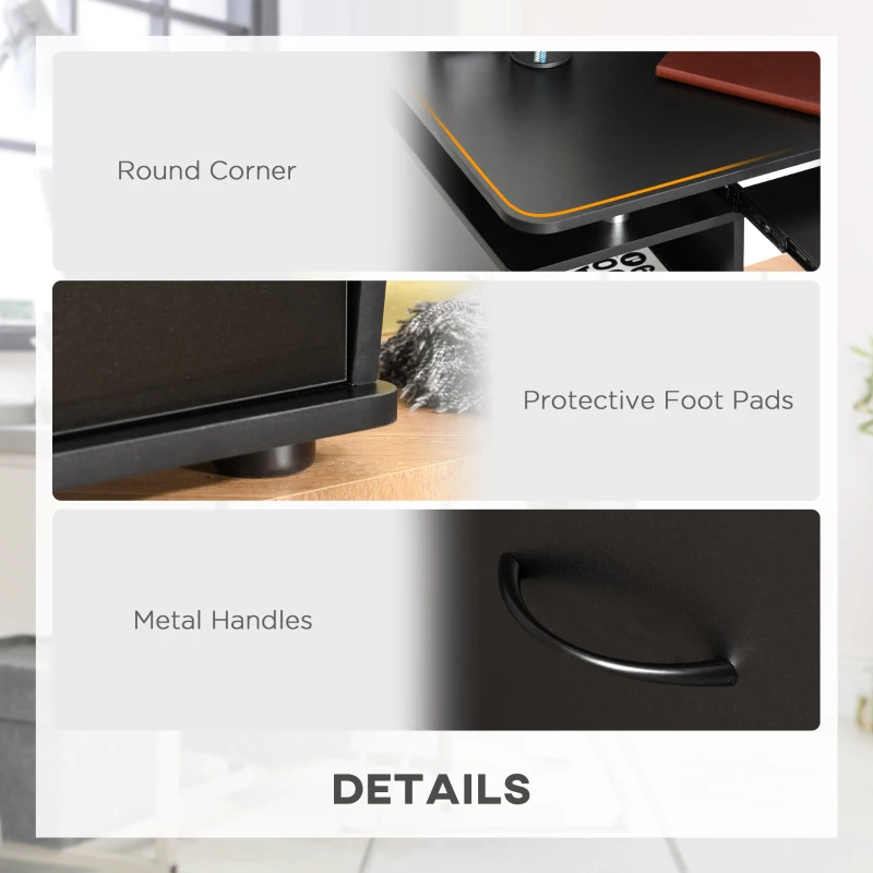 HOMCOM Multi-Function Computer Desk, Home Office Workstation with Keyboard Tray, Elevated Shelf, Sliding Scanner Shelf and CPU Stand, 47.25 x 21.75 Inch, Black