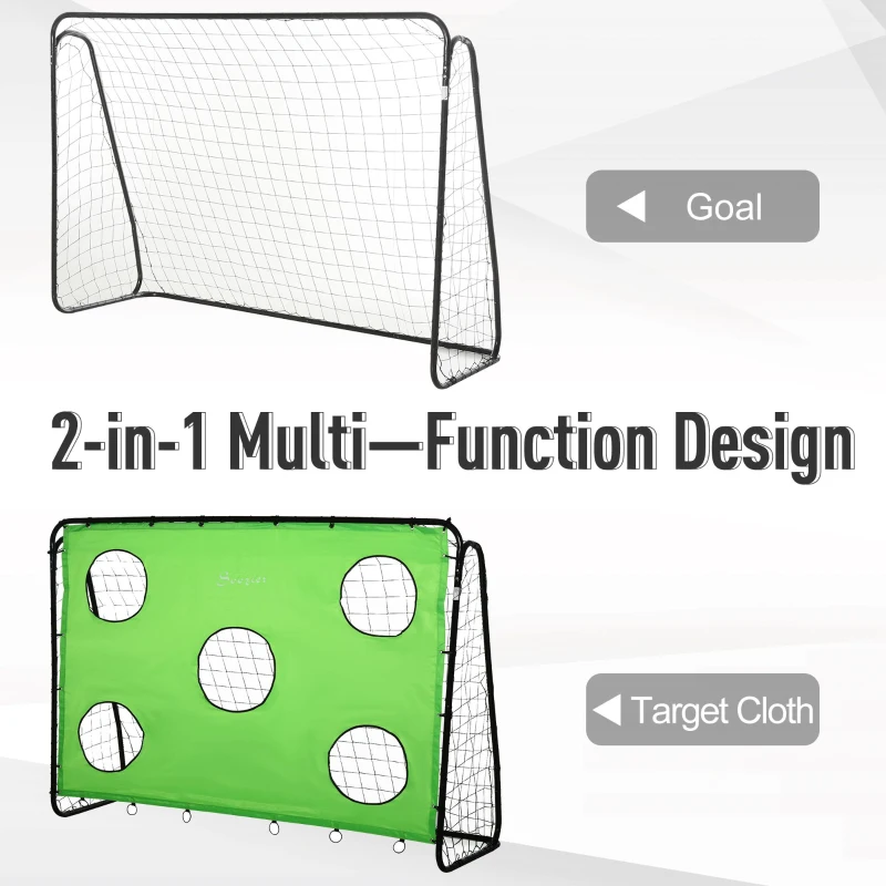 Soozier 8 x 3ft Soccer Goal Target Goal 2 in 1 Design Indoor Outdoor Backyard with All Weather Polyester Net Best Gift