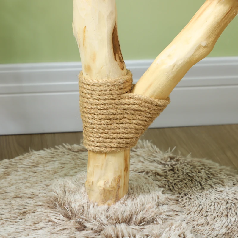 PawHut 35 Inch Modern Cat Tree for Indoor Adult Cats with Wooden Scratching Posts, Cat Bed & Rope Cat Toy, Brown