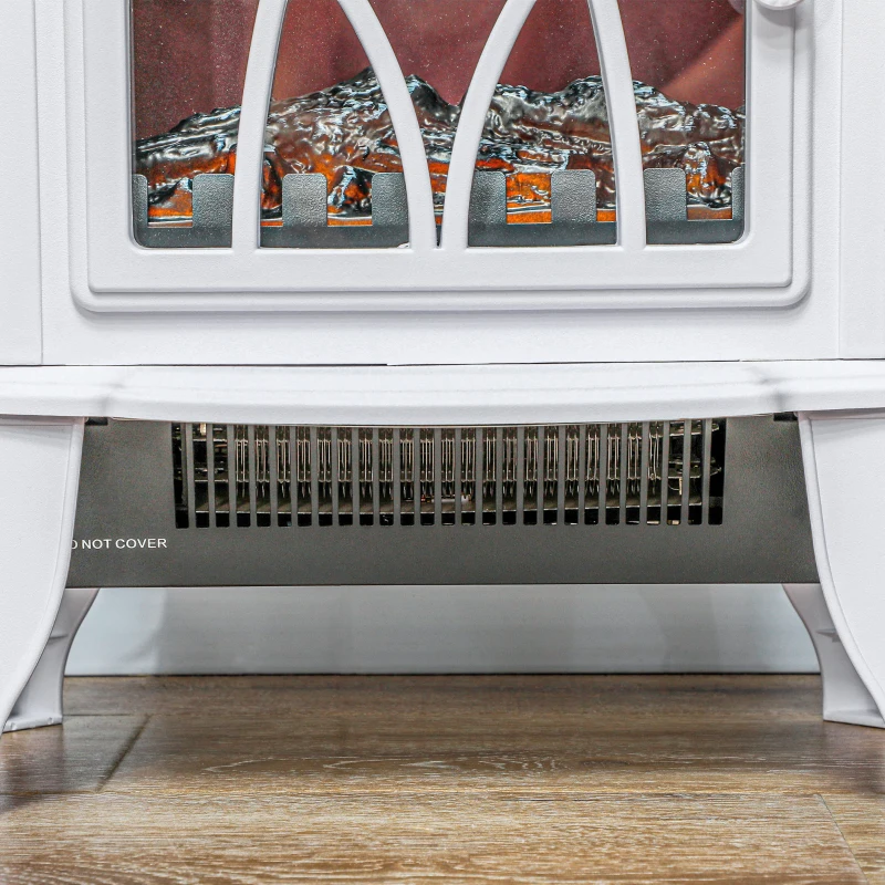 HOMCOM Electric Fireplace Heater, Freestanding Fireplace Stove with Realistic Flames Overheating Protection 750W/1500W, White