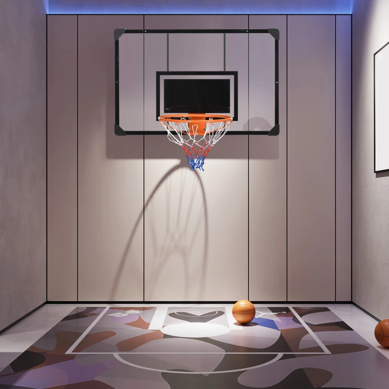 Soozier Wall Mounted Mini Basketball Hoop with 45" x 29" Backboard, Rim and All-Weather Net for Indoor and Outdoor Use