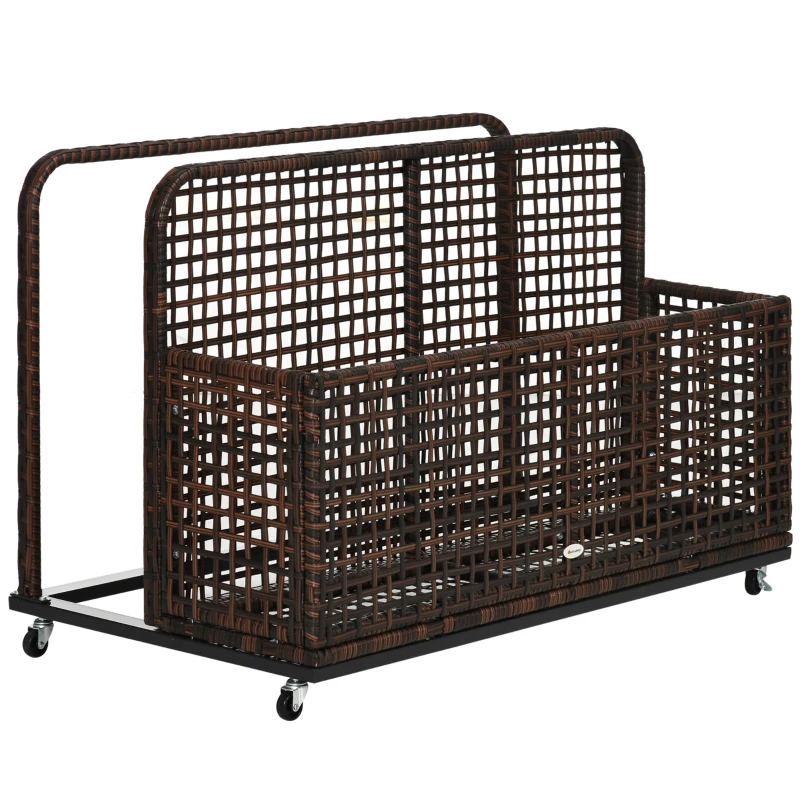 Outsunny Pool Float Storage, Pool Caddy, with Wheels, 43.25" L x 22.5" W x 28" H, Mixed Brown