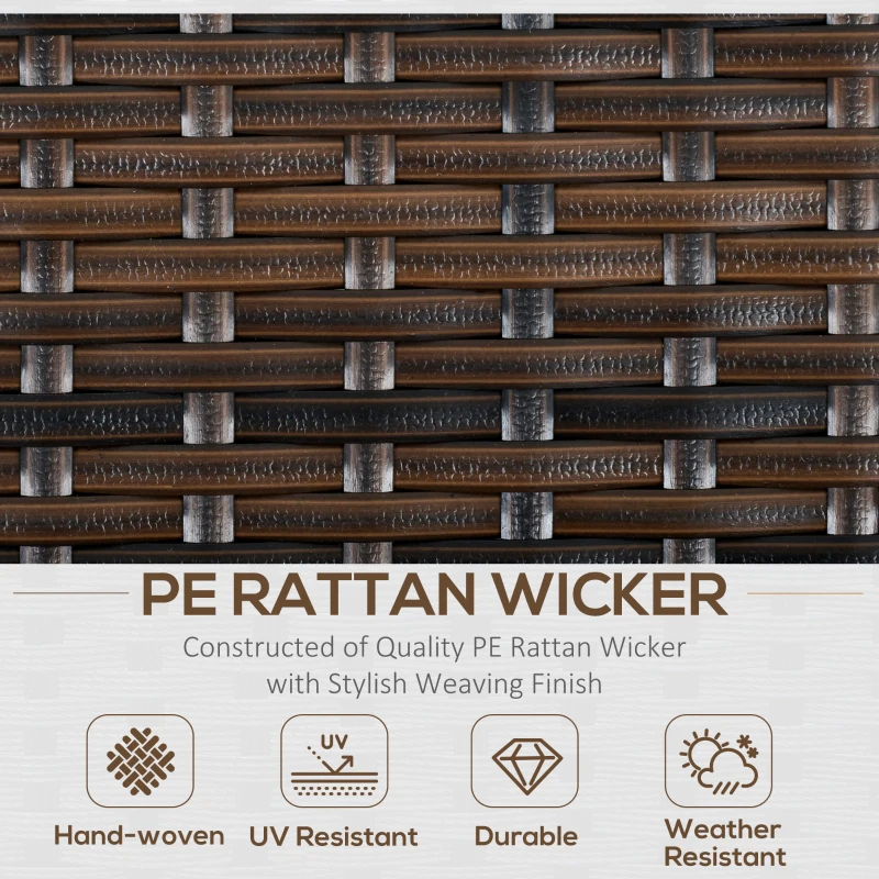 Outsunny Patio Dining Set, PE Rattan Furniture w/ 2 Chairs, Cushions & 3-Seat Sofa, Woodgrain Slatted Dinner Table, Beige