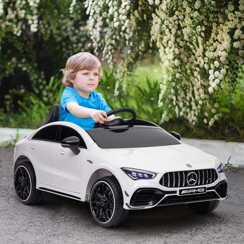 Qaba Mercedes-Benz AMG Licensed 12V Kids Ride on Car with Remote Control, Rear Suspension, LED Lights, Music, White