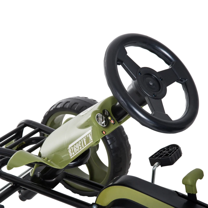 Aosom Pedal Go Kart with Adjustable Seat, EVA Tyres, Safety Handbrake, for Ages 3-6 Years Old, Green