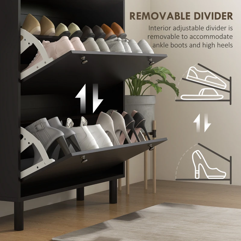 HOMCOM Shoe Storage with 3 Flip Drawers and Adjustable Shelves, Entryway Shoe Storage Cabinet for 24 Pairs of Shoes, Black