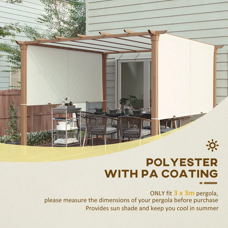 Outsunny 2 Piece Retractable Pergola Canopy Replacement for 10' x 10' Pergola, Pergola Shade Cover with Weight Rods, Beige