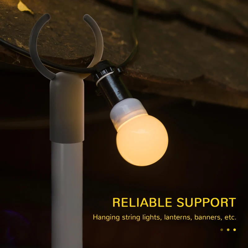 Outsunny 4 Pack of 8' String Light Poles, Steel Hanging Lighting Stand for Patio, Backyard, Deck, Wedding, Party, Black