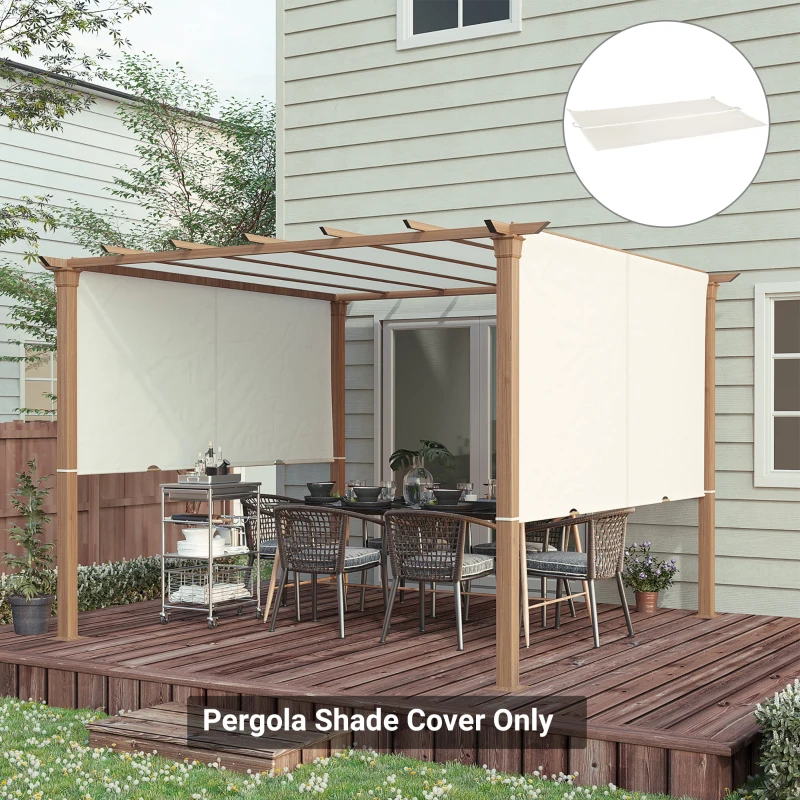 Outsunny 2 Piece Retractable Pergola Canopy Replacement for 10' x 10' Pergola, Pergola Shade Cover with Weight Rods, Beige