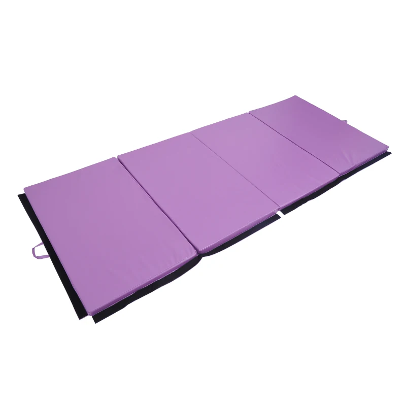 Soozier 4'x10'x2'' Folding Gymnastics Tumbling Mat, Exercise Mat  with Carrying Handles for Yoga, MMA, Martial Arts, Stretching, Purple