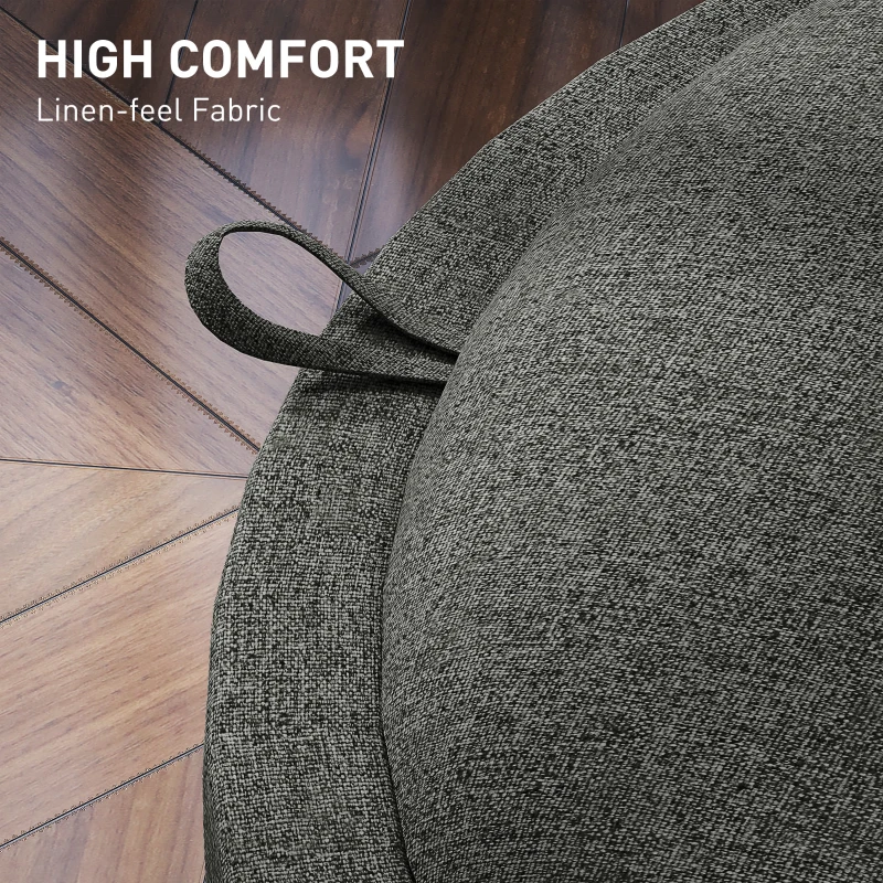 HOMCOM Round Storage Ottoman Coffee Table with Flip Top Tray, Linen Fabric Upholstered Footstool with Hidden Compartment