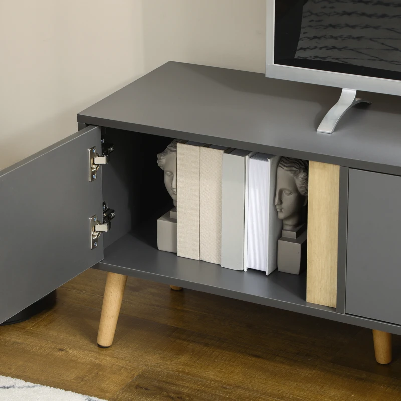 HOMCOM TV Stand for TVs up to 55", TV Cabinet with Shelves and Cable Holes, Entertainment Unit for Living Room, Dark Grey